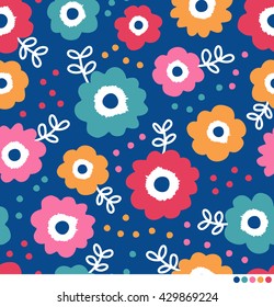 Colorful cute floral seamless pattern vector