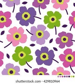 Colorful cute floral seamless vector pattern