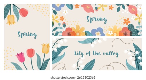 Colorful and cute flower illustration material