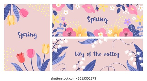 Colorful and cute flower illustration material