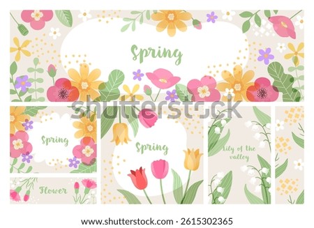 Colorful and cute flower illustration material