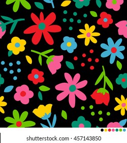 Colorful cute flower pattern background