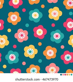 Colorful cute flower pattern background