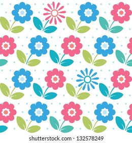 Colorful cute flowers seamless pattern
