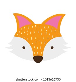 colorful cute fox head wild animal