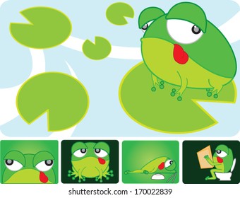 A colorful of cute frog cartoon collection