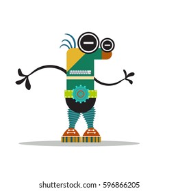 Colorful cute funny monster or alias in flat style. It is easy to change his emotion with his mouth or eyes.