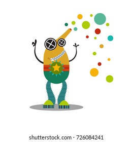 Colorful cute funny monster or alias in flat style. It is easy to change his emotion with his mouth or eyes.
