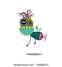 Colorful cute funny monster or alias in flat style. It is easy to change his emotion with his mouth or eyes.
