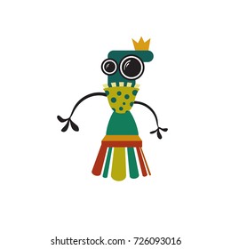 Colorful cute funny monster or alias in flat style. It is easy to change his emotion with his mouth or eyes.