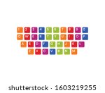 Colorful cute funny Qwerty keyboard alphabet and number vector illustration