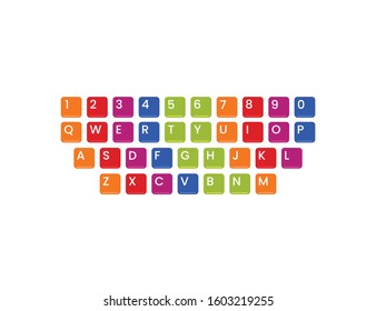 Colorful cute funny Qwerty keyboard alphabet and number vector illustration