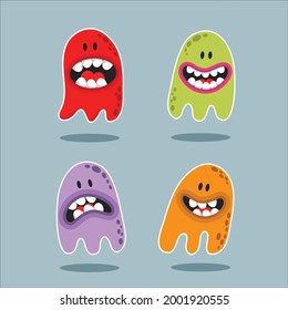 Colorful Cute Ghost Characters Illustrations