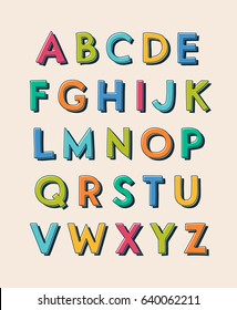 Colorful cute hand drawn alphabet vector design