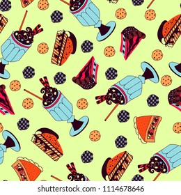 Colorful and cute hand drawn sweet candy cookie seamless pattern vector