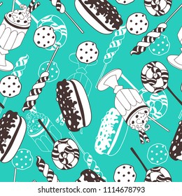 Colorful and cute hand drawn sweet candy cookie seamless pattern vector