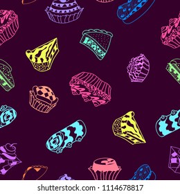 Colorful and cute hand drawn sweet candy cookie seamless pattern vector