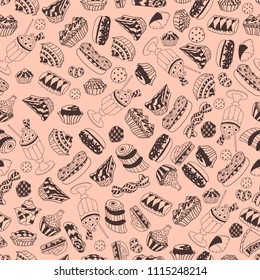 Colorful and cute hand drawn sweet candy cookie seamless pattern vector