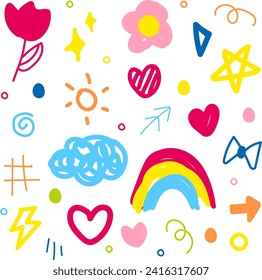 Colorful cute hand drawn vector set