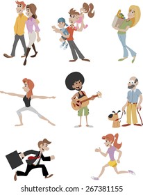 Colorful cute happy cartoon people