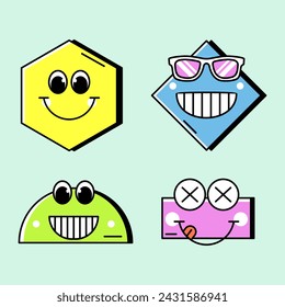 Colorful and cute happy face icon illustration