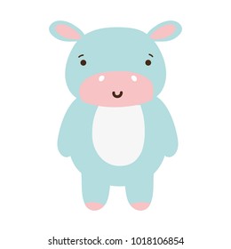 colorful cute and happy hippopotamus wild animal