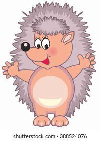 Colorful cute hedgehog cartoon vector illustration.