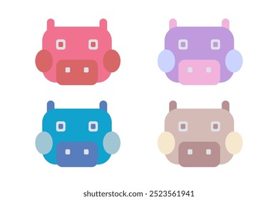 Colorful cute hippo clipart isolated background.Baby hippopotamus. Animal wildlife cartoon vector illustration graphic design.Symbol icon flat design style for element decorate,product,icon,web,cloth