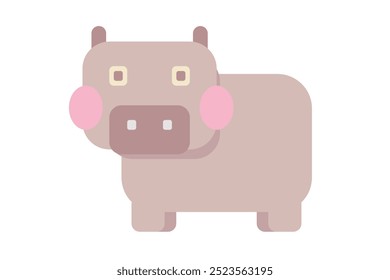 Colorful cute hippo clipart isolated background.Baby hippopotamus. Animal wildlife cartoon vector illustration graphic design.Symbol icon flat design style for element decorate,product,icon,web,cloth