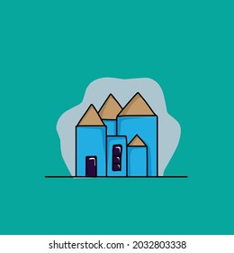 colorful cute house illustration design template, suitable for children's design