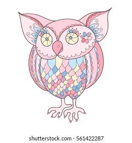 Colorful cute isolated vector owl
