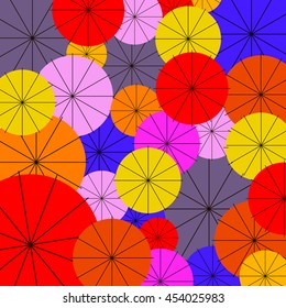 Colorful, cute Japanese umbrellas. Vector