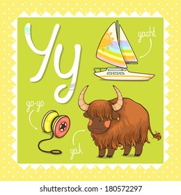 Colorful and cute kids alphabet: letter Y