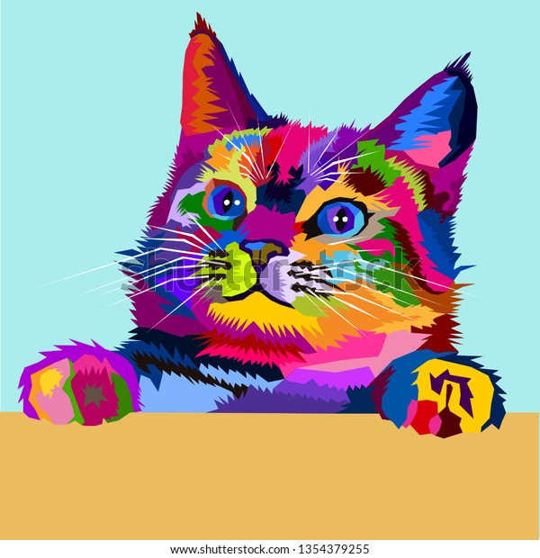 Image Vectorielle De Stock De Portrait D Art Pop Chaton Cute Kitten