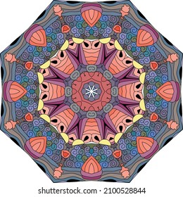 Colorful cute Mandala. Decorative unusual round ornaments.