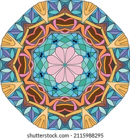 Colorful cute Mandala. Decorative unusual round ornaments.