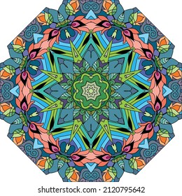 Colorful cute Mandala. Decorative unusual round ornaments.