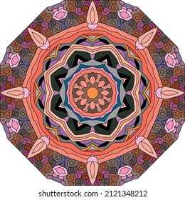 Colorful cute Mandala. Decorative unusual round ornaments.