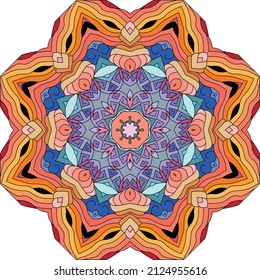 Colorful cute Mandala. Decorative unusual round ornaments.