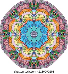 Colorful cute Mandala. Decorative unusual round ornaments.