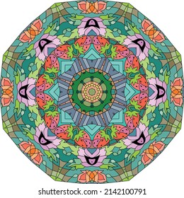 Colorful cute Mandala. Decorative unusual round ornaments.