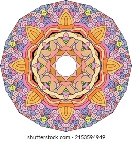 Colorful cute Mandala. Decorative unusual round ornaments.