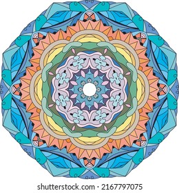 Colorful cute Mandala. Decorative unusual round ornaments.