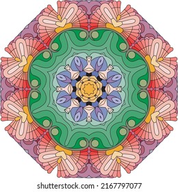 Colorful cute Mandala. Decorative unusual round ornaments.