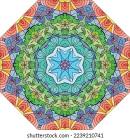 Colorful cute Mandala. Decorative unusual round ornaments.