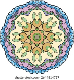 Colorful cute Mandala. Decorative unusual round ornaments.