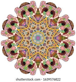 Colorful cute Mandalas. Decorative unusual round ornaments.