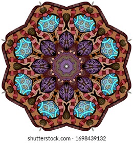 Colorful cute Mandalas. Decorative unusual round ornaments.