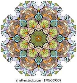 Colorful cute Mandalas. Decorative unusual round ornaments.