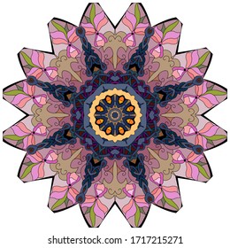 Colorful cute Mandalas. Decorative unusual round ornaments.